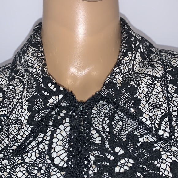 JOSEPH Ribkoff Black Flower Lace Sequins Jacket size US 8 - Picture 5 of 15